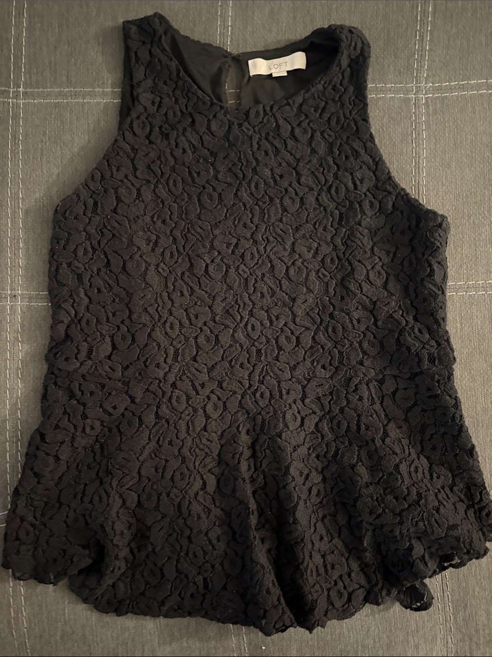 LOFT Black Lace Peplum Top